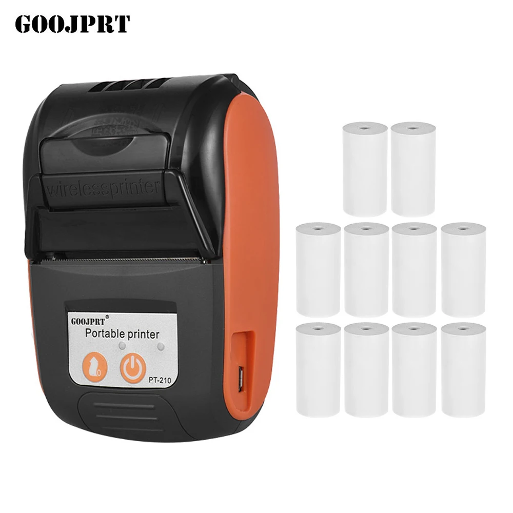 PT210 Portable 2 Inch Mini Thermal Receipt Printer Wireless Bluetooth Pocket 58mm Bill Printer For Mobile Android IOS Windows